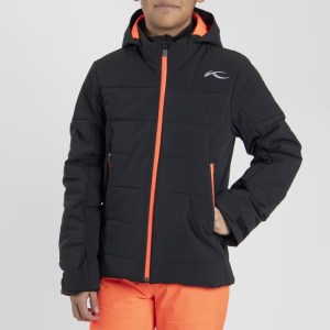 Kjus-Boys-Ski-Jackets-Apparel-Boys' Edge Jacket-Black/Solar Flare