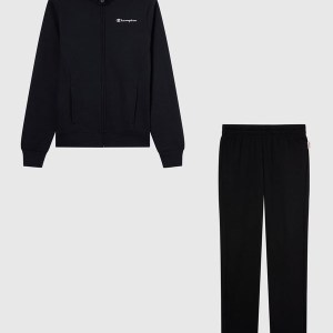 Champion-Women-Sweatsuits-Apparel-Women's Fleece Full Zip Sweatsuit Set-Black