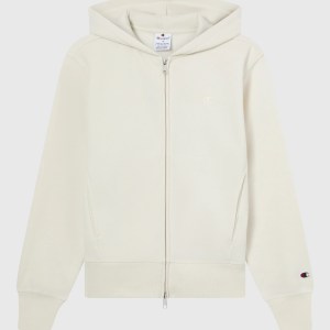 Champion-Women-Hoodies-Apparel-Women's Fleece Full Zip Hoodie Icons-Cream