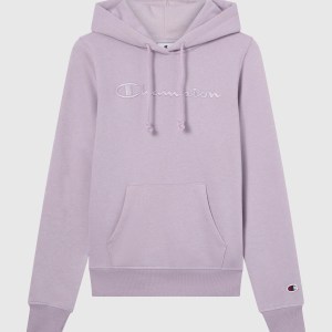 Champion-Women-Hoodies-Apparel-Women's Fleece Hoodie With Big Embroidered Icons-Mauve