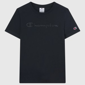 Champion-Women-T-Shirts-Apparel-Women's Script Logo T-Shirt Icons-Black