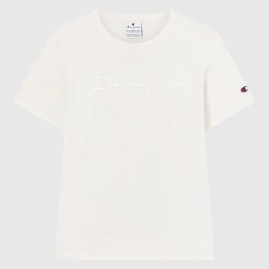 Champion-Women-T-Shirts-Apparel-Women's Script Logo T-Shirt Icons-Cream