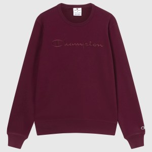 Champion-Men-Crewneck Sweatshirts-Apparel-Men's Fleece Crewneck Sweatshirt With Big Embroidered Icons-Burgundy