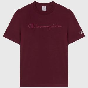 Champion-Men-T-Shirts-Apparel-Men's T-Shirt With Big Embroidery Logo Icons-Burgundy