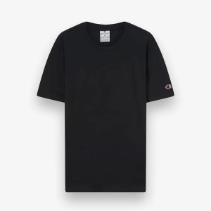 Champion-Men-T-Shirts-Apparel-Men's T-Shirt With Small C Embroidery Logo Icons-Black