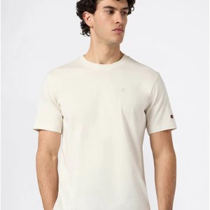 Champion-Men-T-Shirts-Apparel-Men's T-Shirt With Small C Embroidery Logo Icons-Cream