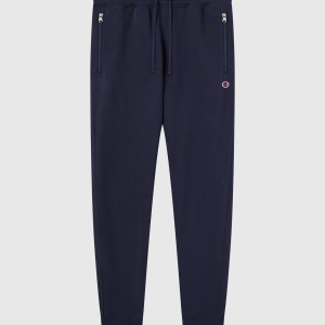 Champion-Men-Rib Cuff Pants-Apparel-Men's Slim Fit Fleece Pants With Cuffs and Brushed Interior Icons-Navy Blue