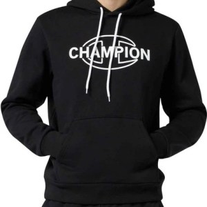 Champion-Men-Hoodies-Apparel-Men's Fleece Hoodie With Graphics-Black