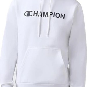 Champion-Men-Hoodies-Apparel-Men's Fleece Hoodie With Graphics-White
