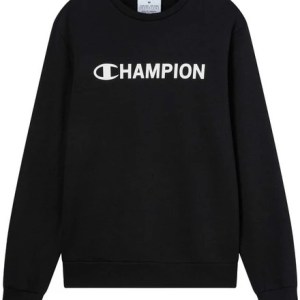 Champion-Men-Crewneck Sweatshirts-Apparel-Men's Fleece Crewneck Sweatshirt With Graphics-Black