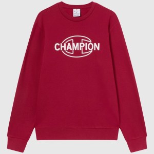 Champion-Men-Crewneck Sweatshirts-Apparel-Men's Fleece Crewneck Sweatshirt With Graphics-Red