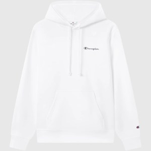 Champion-Men-Hoodies-Apparel-Men's Fleece Hoodie With Small Embroidered Logo Icons-White