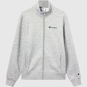 Champion-Men-Sweatshirts-Apparel-Men's Full Zip Fleece Sweatshirt Icons-Light Grey