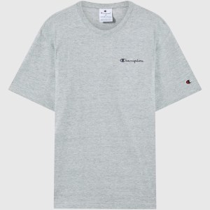 Champion-Men-T-Shirts-Apparel-Men's T-Shirt With Small Embroidered Logo Icons-Light Grey