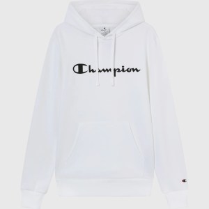 Champion-Men-Hoodies-Apparel-Men's Fleece Hoodie Script Logo-White