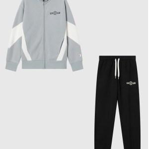 Champion-Boys-Sweatsuits-Apparel-Boys' Fleece Sweatsuit With Color Block Inserts-Nickel Grey