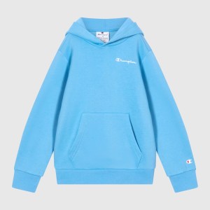 Champion-Boys-Hoodies-Apparel-Boys' Fleece Hoodie With Small Embroidered Logo Icons-Light Blue