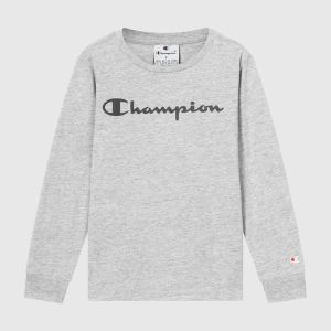 Champion-Boys-Long Sleeve T-Shirts-Apparel-Boys' Long Sleeve T-Shirt Script Logo-Light Grey