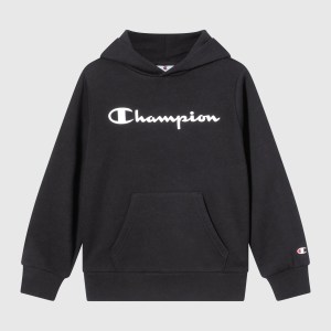 Champion-Boys-Hoodies-Apparel-Boys' Fleece Hoodie Sweatshirt Script Logo-Black