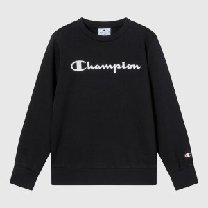 Champion-Boys-Crewneck Sweatshirts-Apparel-Boys' Fleece Crewneck Sweatshirt Script Logo-Black