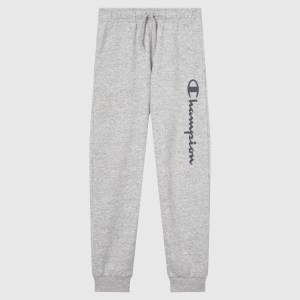 Champion-Boys-Rib Cuff Pants-Apparel-Boys' Fleece Rib Cuff Jogger Pants Script Logo-Light Grey