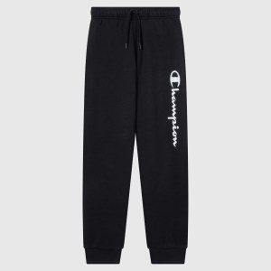 Champion-Boys-Rib Cuff Pants-Apparel-Boys' Fleece Rib Cuff Jogger Pants Script Logo-Black