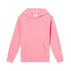 Champion-Girls-Hoodies-Apparel-Fleece Hoodie With Big Embroidered Logo Icons-Laid Back Coral