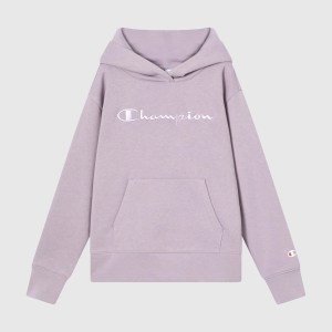 Champion-Girls-Hoodies-Apparel-Fleece Hoodie With Big Embroidered Logo Icons-Mauve