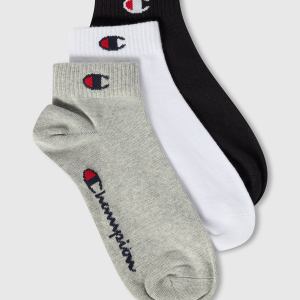 Champion-Adults-Socks-Accessories-3 Pack Quarter C Logo Socks-Light Grey/White/Black
