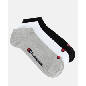 Champion-Kids-Socks-Accessories-3 Pack Sneaker Socks-Light Grey/White/Black