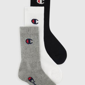 Champion-Kids-Socks-Accessories-3 Pack Crew Socks-Light Grey/White/Black