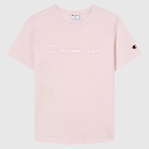 Champion-Women-T-Shirts-Apparel-Women's Script Logo T-Shirt Icons-Light Pink