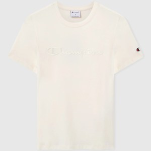 Champion-Women-T-Shirts-Apparel-Women's Script Logo T-Shirt Icons-Cream