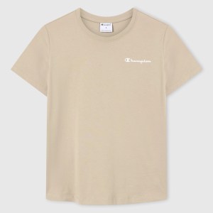 Champion-Women-T-Shirts-Apparel-Women's Small Script Logo T-Shirt Icons-Beige