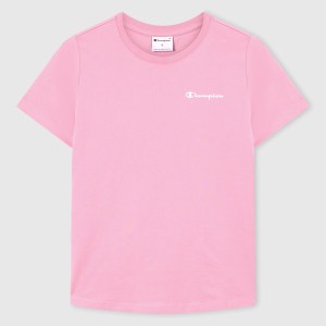 Champion-Women-T-Shirts-Apparel-Women's Small Script Logo T-Shirt Icons-Pink