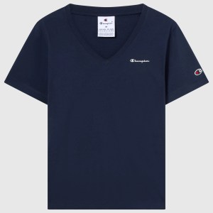 Champion-Women-T-Shirts-Apparel-Women's V-Neck T-Shirt Icons-Dark Blue