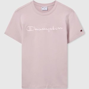 Champion-Men-T-Shirts-Apparel-Men's T-Shirt With Big Embroidery Logo Icons-Rose Tane
