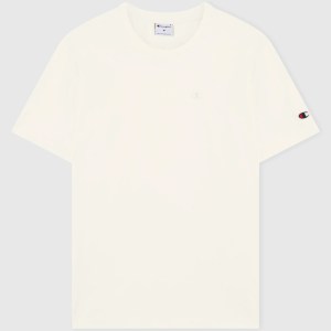 Champion-Men-T-Shirts-Apparel-Men's T-Shirt With Small C Embroidery Logo Icons-Cream