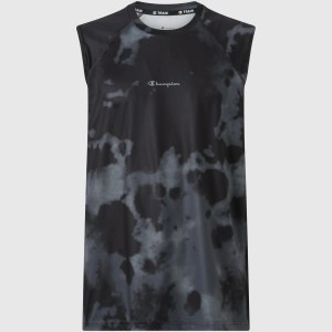 Champion-Men-Tanks-Apparel-Men's Quick Dry Printed Sports Tank Top-Black