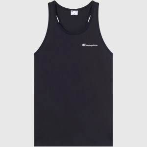 Champion-Men-Tanks-Apparel-Men's Cotton Tank Top With Small Logo Icons-Black