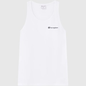 Champion-Men-Tanks-Apparel-Men's Cotton Tank Top With Small Logo Icons-White