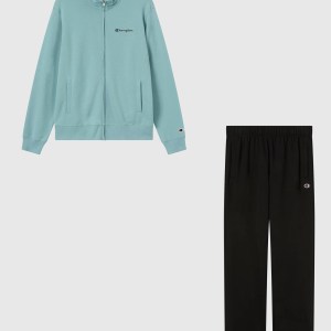 Champion-Men-Tracksuits-Apparel-Men's Lightweight Full Zip Tracksuit-Pastel Blue/Black