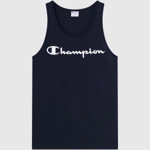 Champion-Men-Tanks-Apparel-Men's Tank Top With Maxi Printed Logo-Dark Blue
