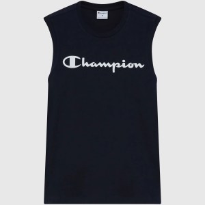 Champion-Men-T-Shirts-Apparel-Men's Sleeveless T-Shirt With Maxi Printed Logo-Dark Blue