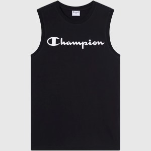Champion-Men-T-Shirts-Apparel-Men's Sleeveless T-Shirt With Maxi Printed Logo-Black