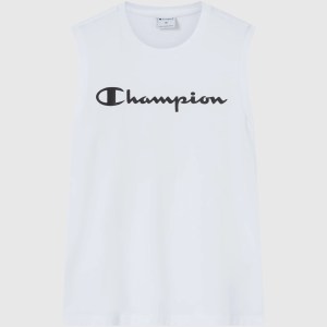 Champion-Men-T-Shirts-Apparel-Men's Sleeveless T-Shirt With Maxi Printed Logo-White