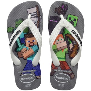 Havaianas-Boys-Flip Flops-Footwear-Havaianas Kids Minecraft-Steel Grey/White
