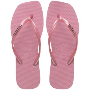 Havaianas-Women-Flip Flops-Footwear-Havaianas Slim Square Logo Metallic-Chiffon Rose