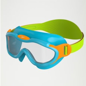 Speedo-Unisex-Swimming-Goggles-Swimming Equipment-Infant Sea Squad Biofuse Mask Goggles-Azure Blue/Fluo Green/Fluo Orange/Clear
