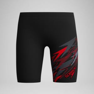 Speedo-Boys-Swimming-Jammers-Swimwear-Medley Logo Jammer-Black/High Risk Red
